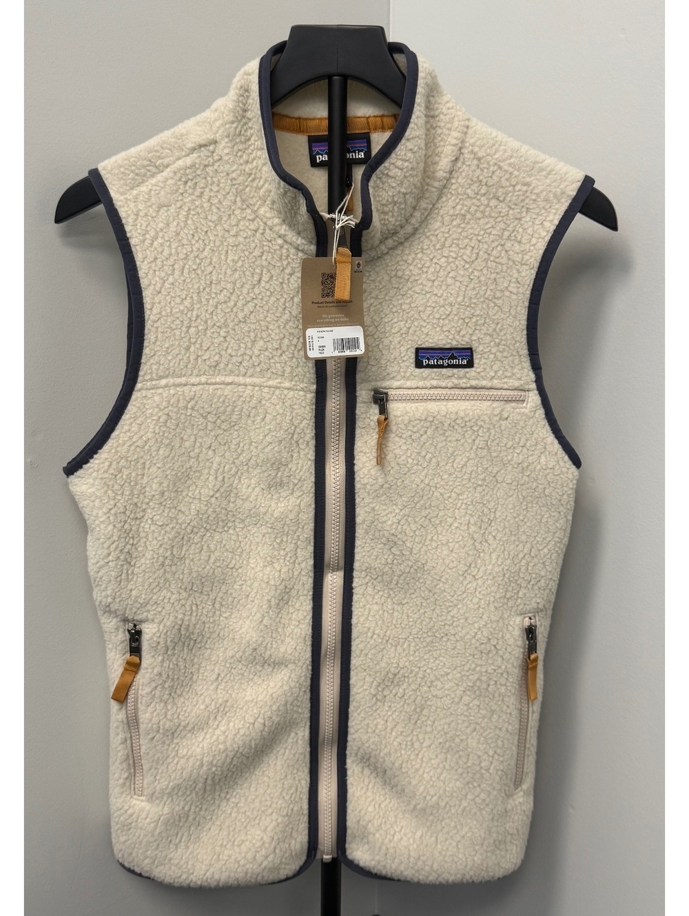 NWT! Patagonia Women’s Size Small Women's Retro Pile Full Zip Vest Pelican Cream
